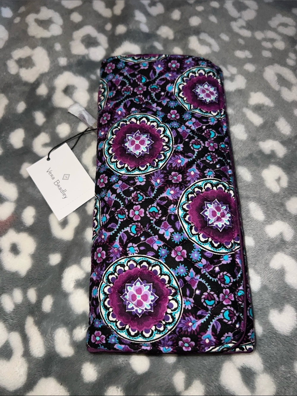 Vera Bradley Purple Teal Floral Quilted Wallet